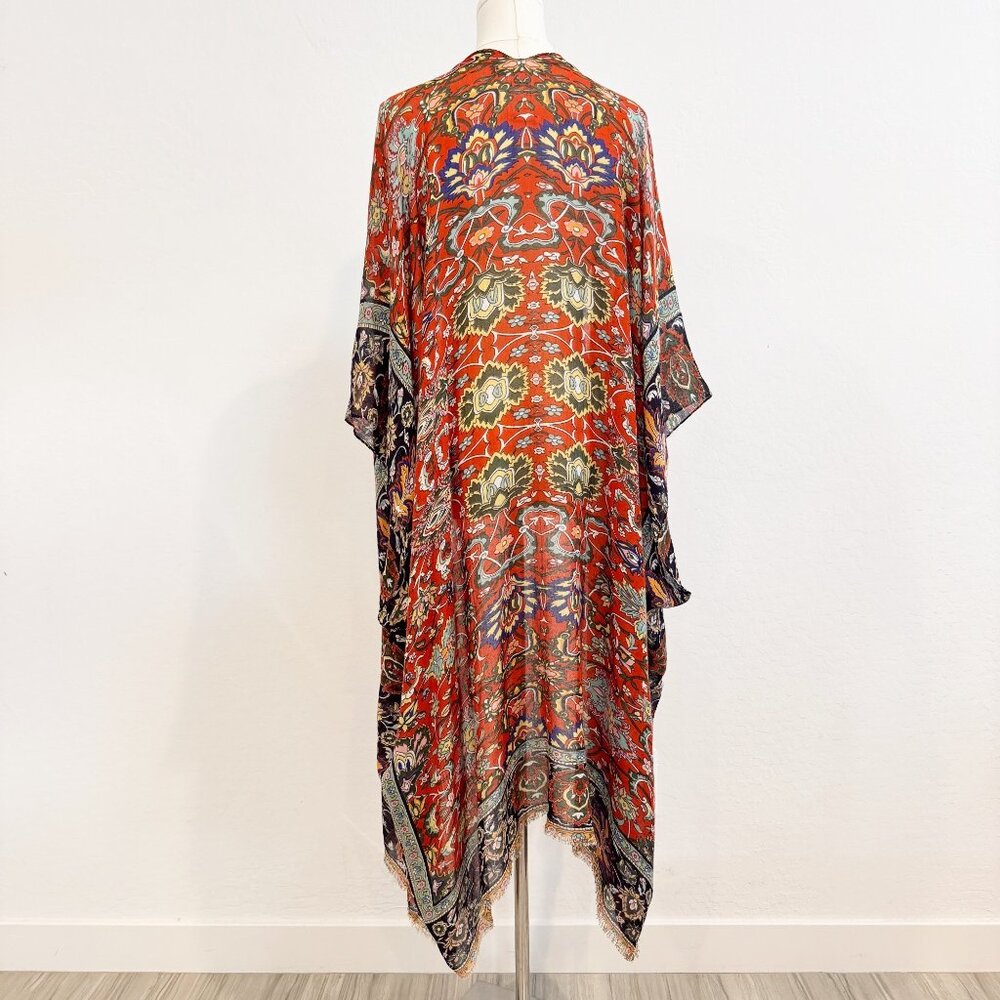 Subtle Luxury Caza Kimono Open Front Coverup Anthropologie Fall Boho Bohemian OS - Picture 10 of 12